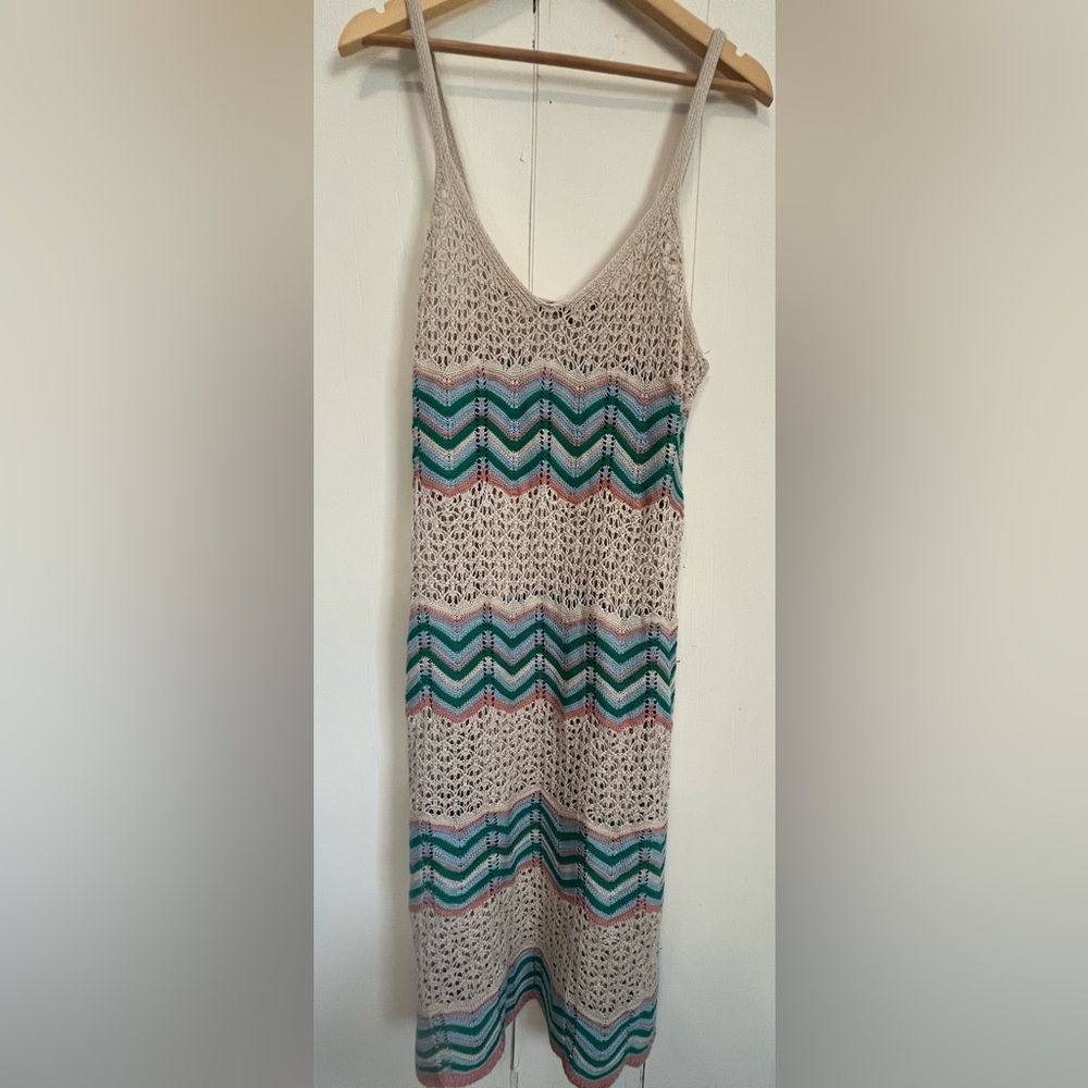 Almost‎ Famous Chevron Knit Top in Cream, Green, and Pink vintage